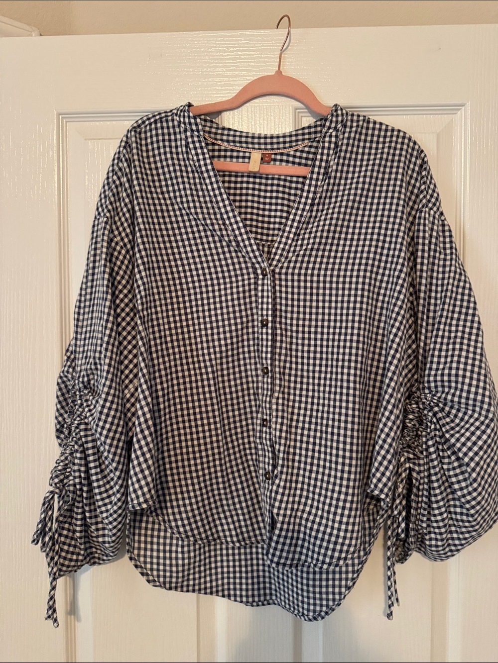 Anthropologie Pilcro Gingham Button-Front Top